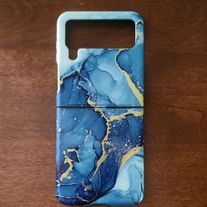 Blue Marble Protective Phone Case with Gold Accents